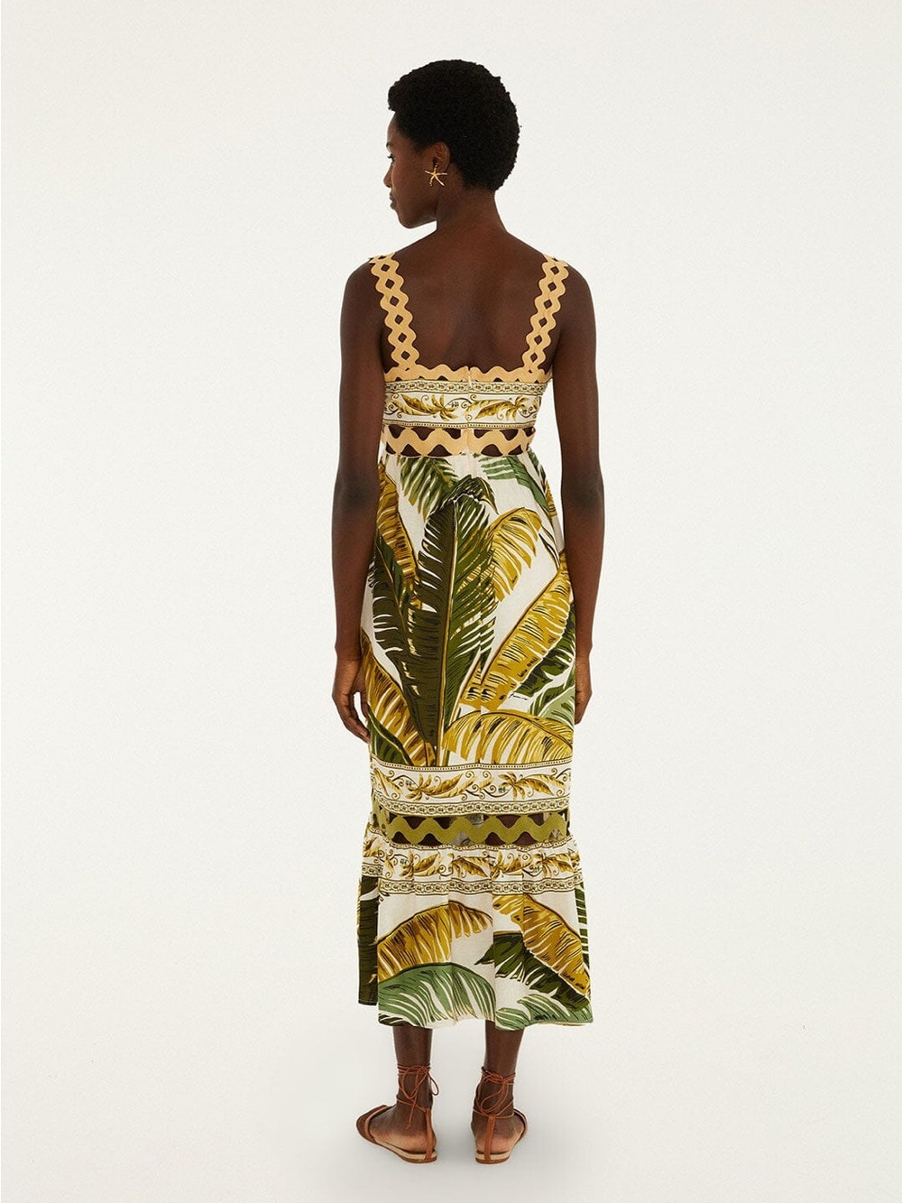 NWT FARM RIO Sand Trancoso Wavy Trim Maxi Dress - Picture 2 of 4